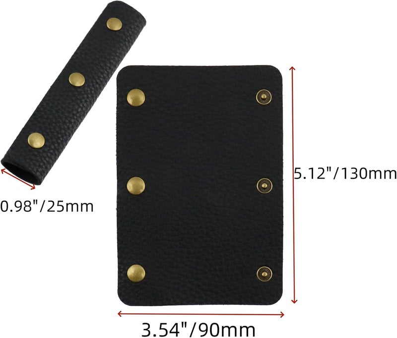 Mcredy 2 Pcs Luggage Handle Wrap Comfortable Leather Bag Strap Wrap Covers with Metal Clasp for Purse Wallet Shopping Travel Bags, Brown+Black - Image 2